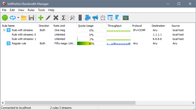 Bandwidth Manager main view