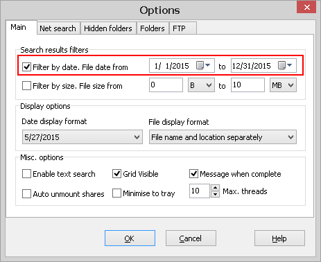 Filter by date example query