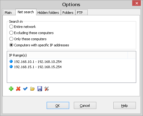 IP ranges settings tab