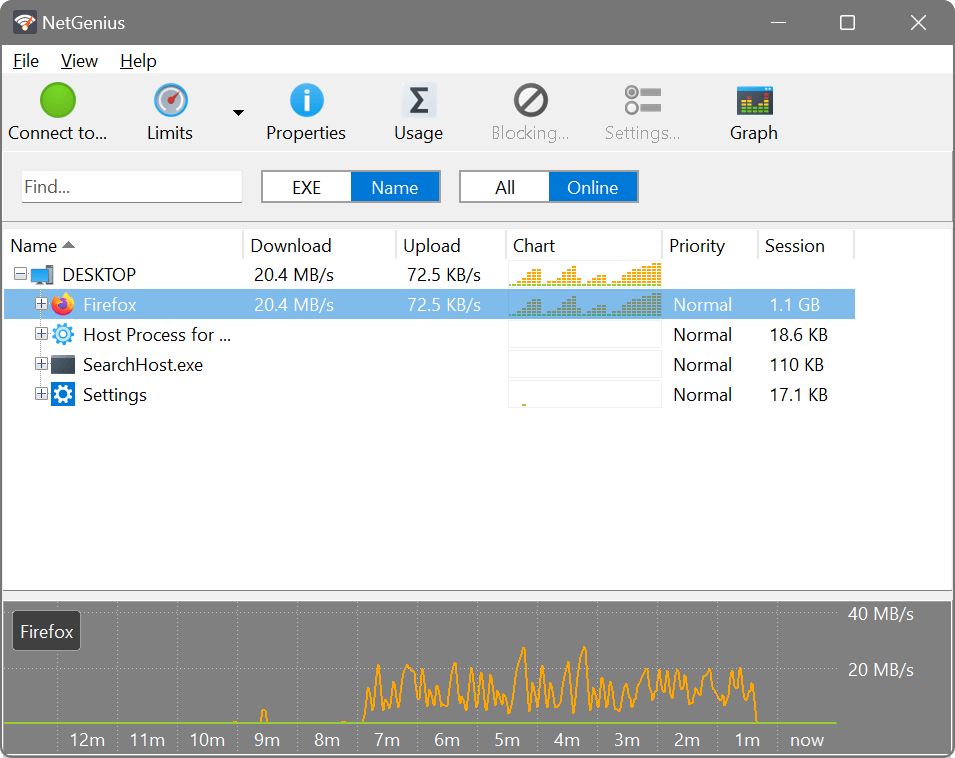 NetGenius's main window