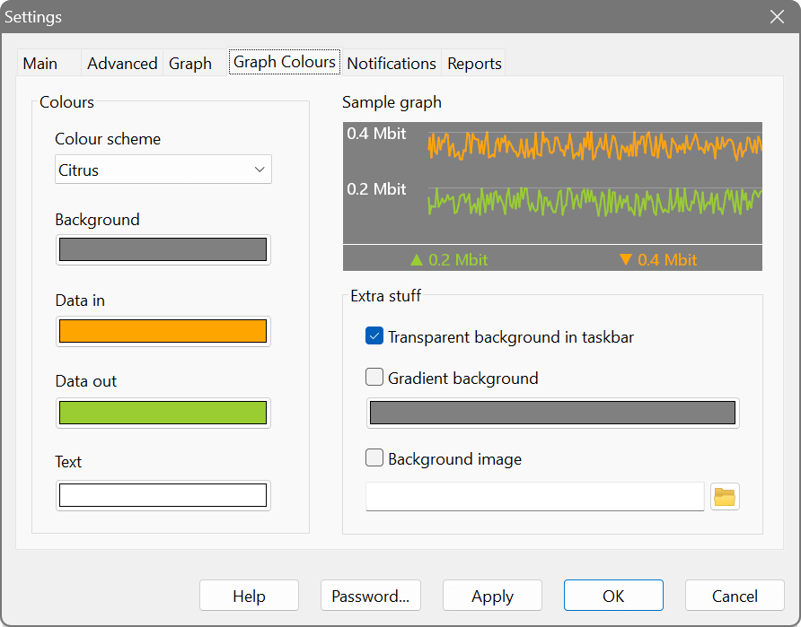 Colours settings