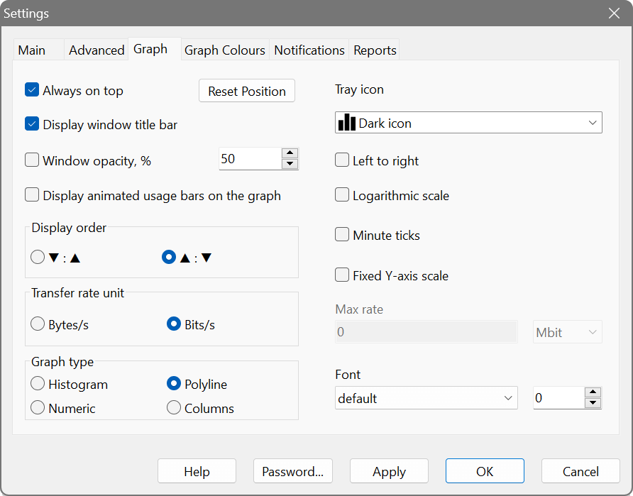 Graph settings