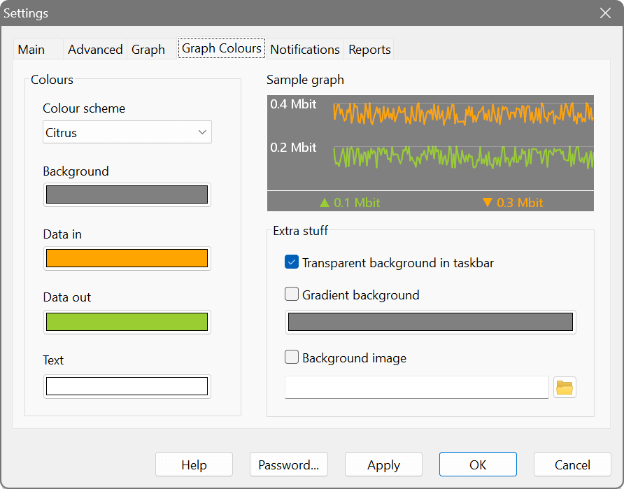 NetWorx settings