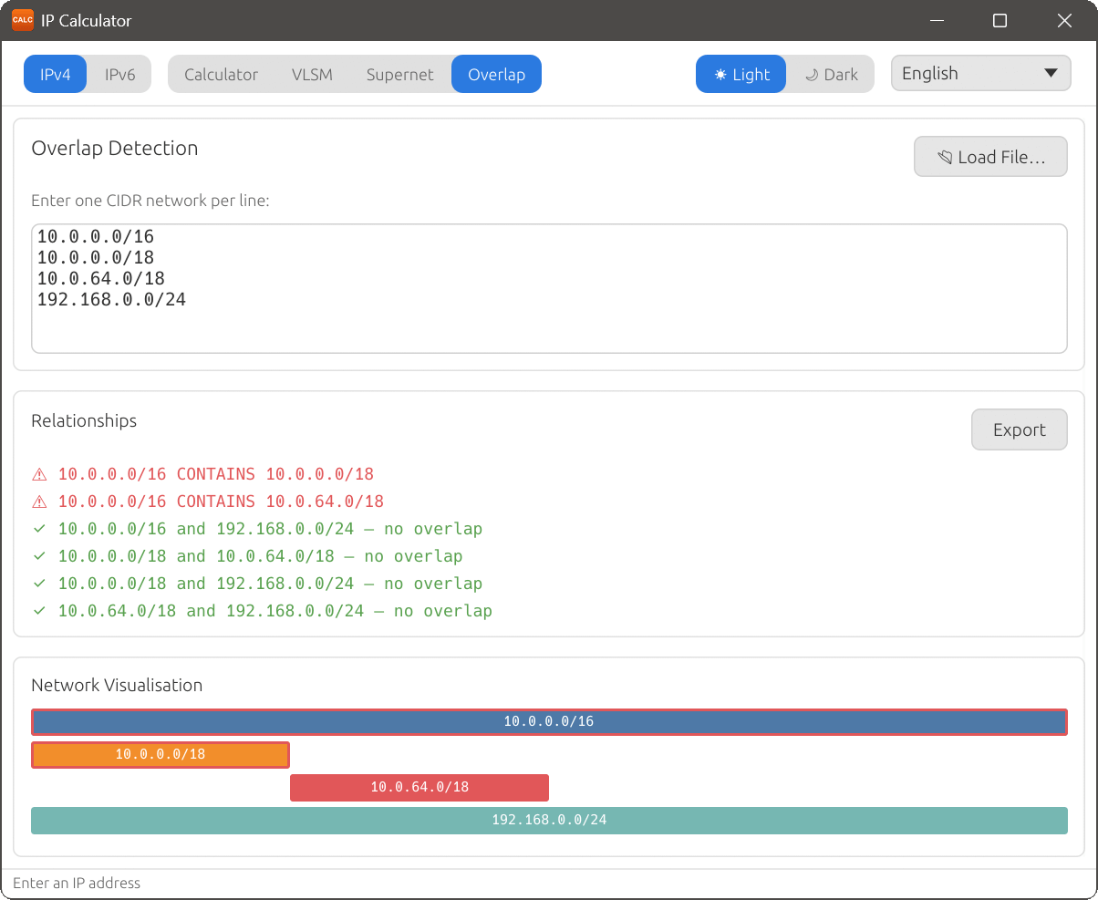 IP Calculator overlap detection