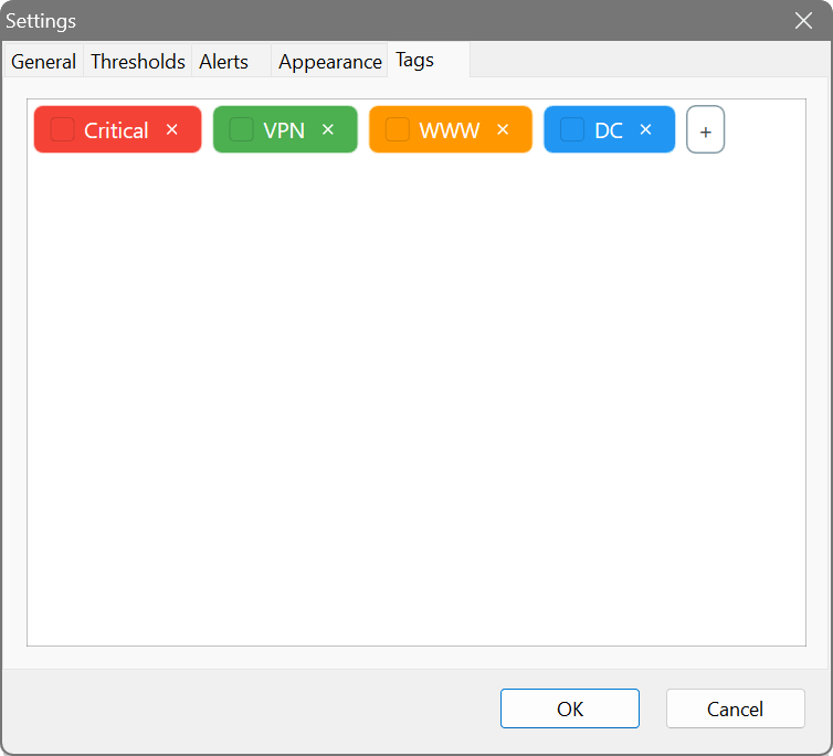Ping Monitor - Tags settings