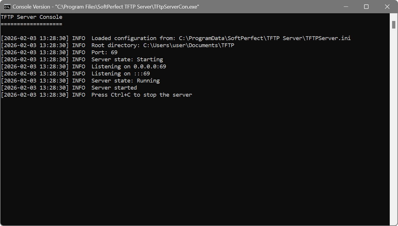 TFTP Server console version