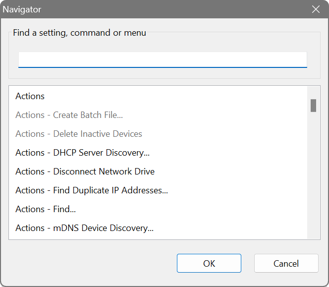 Navigator dialog