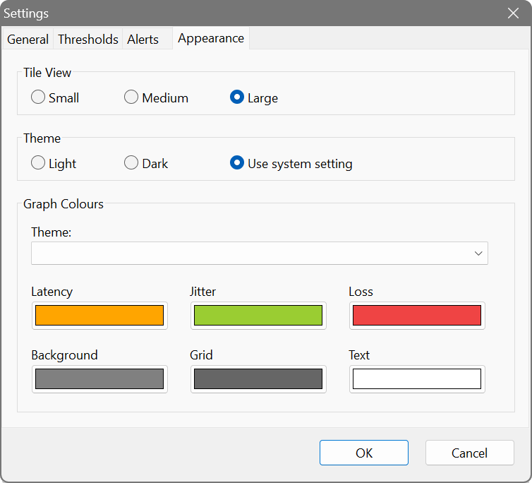 Ping Monitor - Appearance settings